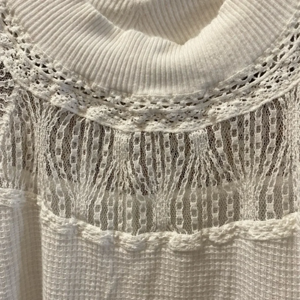 Free People White, Waffle, Raw Hem Top